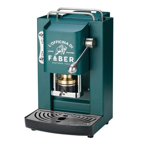 Macchina Caffè A Cialde Faber Pro Deluxe - Corpo Intero In Acciaio Inox Verniciato Mat - Griglia Poggia Tazza In Metallo - Color Verde British Rifini