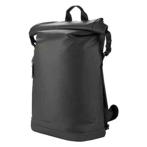 BORSA ZAINO ROLLO PER NOTEBOOK 15,6 E MACBOOK PRO 16 - IN TESSUTO RICICLATO RESINATO TASCA INTERNA E TASCA ESTERNA NERA (BKROL15BK)