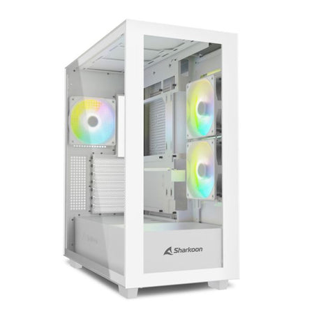 Case Sharkoon Rebel C60 RGB White - Atx, Micro Atx - Alimentatore NON presente - 2 porte USB frontali, audio in/out - 2x Ventole 120mm. Rgb - Mid Tower ATX