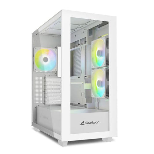 Case Sharkoon Rebel C60 RGB White - Atx, Micro Atx - Alimentatore NON presente - 2 porte USB frontali, audio in/out - 2x Ventole 120mm. Rgb - Mid Tower ATX
