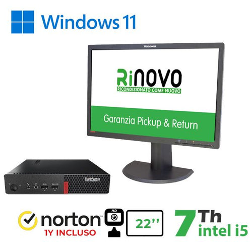 BUNDLE PC ULTRA MINI LENOVO TINY M710Q INTEL CORE I5-7GEN. + MONITOR LENOVO 22 LT2252P + NORTON ANTIVIRUS + WEBCAM (RNBUNDLE42)