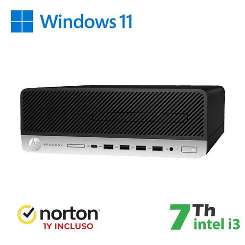 PC HP 600-800 G3 SFF INTEL CORE I3-7X00 8GB 256GB SSD WINDOWS 11 PRO + NORTON ANTIVIRUS - RICONDIZIONATO - GAR. 12 MESI