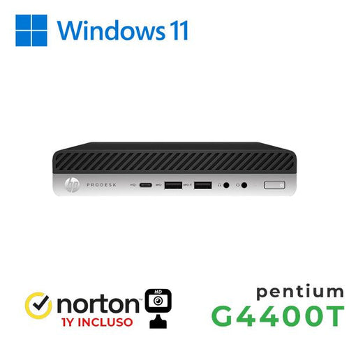 PC HP 600-800 G3 MINI PC INTEL G4400T 16GB 128GB SSD + 500GB HDD WINDOWS 11 PRO + NORTON ANTIVIRUS + WEBCAM - RICONDIZIONATO - GAR. 12 MESI