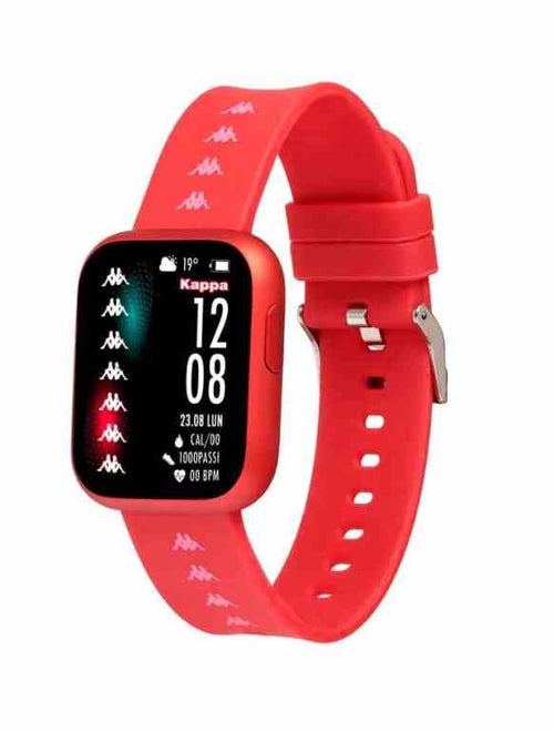 Orologio Smartwatch Kappa KW-S005 - Orologio unisex - cassa squadrata in alluminio - android/ios - cinturino in silicone rosso