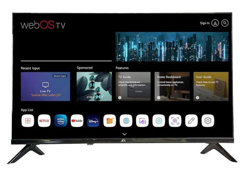 Televisore Jcl JCL43RWHD - Display 43 pollici LED - 1366x768 HD Ready - 3000:1 - DVB-T2/C - Slot CI+ - 3x HDMI, 2x USB, LAN, Wifi - Smart TV - WebOS - Vesa - Nero