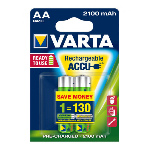 Confezione 2 batterie Ricaricabili STILO Varta Recharge Accu Power AA - Tipo Stilo AA - 2100 mah