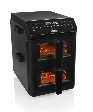 Friggitrice Ad Aria Verticale Princess 182490 Stack Aerofryer - Due Cestelli Da 5,6 Litri - 99% Di Grassi In Meno - 3000w