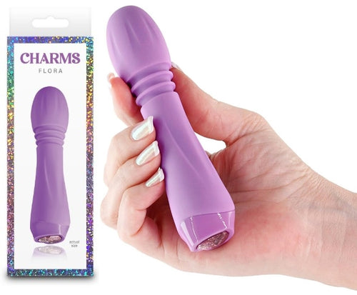 Vibratore Lusso Charms Flora Pulsante LED a cuore 10 modalità USB IPX6 13,5 cm