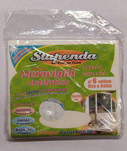 BRIANTINA - STUPENDA - 8 VELINE USA E GETTA "MERAVIGLIA" PER LA PULIZIA DI VETRI E SPECCHI - 30X30 CM***