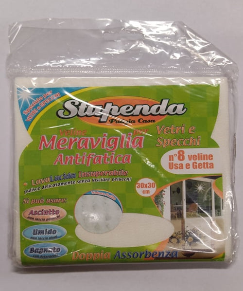 BRIANTINA - STUPENDA - 8 VELINE USA E GETTA MERAVIGLIA PER LA PULIZIA DI VETRI E SPECCHI - 30X30 CM***
