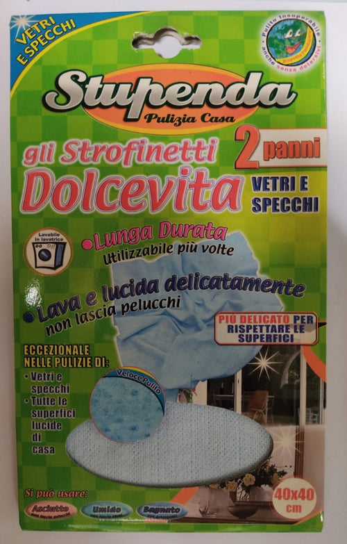 BRIANTINA - STUPENDA - 2 STROFINETTI DOLCEVITA - PER LA PULIZIA DI VETRI E SPECCHI - 40X40 CM*