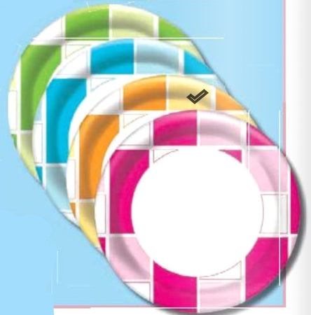 HOSTI - 10 PIATTI DI CARTA Ø23CM - COLORE DECORAZIONE ARANCIONE - LINEA "ART DECO"