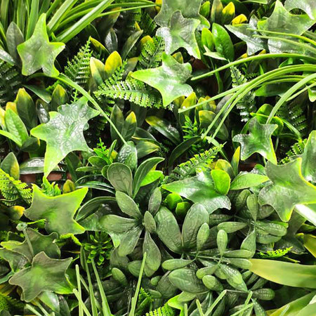 Siepe artificiale per parete sempreverde verticale "Giungla" da intero ed esterno 1 x 1 mt