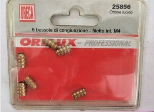 ORECA - 6 BUSSOLE DI GIUNZIONE - ATTACCO A FILETTATE 4MM - OTTONE LUCIDO