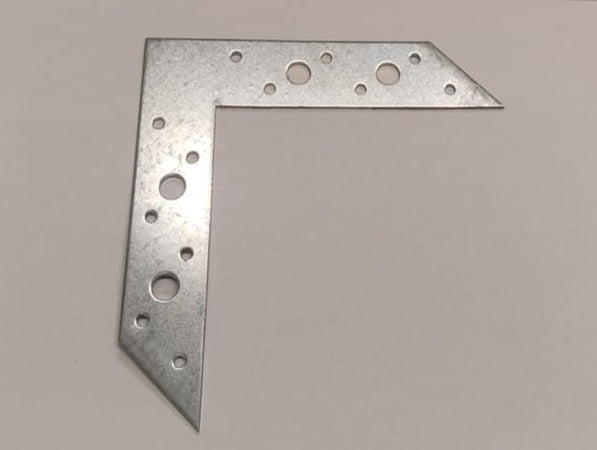 SQUADRETTA DI GIUNZIONE AD "L" 145x145x35MM CON ESTREMITA' A PUNTA - SPESSORE 2MM - IN ACCIAIO ZINCATO