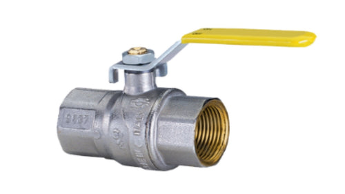VALVOLA PER GAS A SFERA DRITTA - RACCORDO F3/4xF3/4 - CON LEVA GIALLA