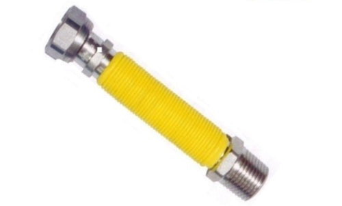 TUBO FLESSIBILE ED ESTENSIBILE PER GAS 65/125MM - RACCORDO 3/4 - IN ACCIAIO INOX - COLORE GIALLO