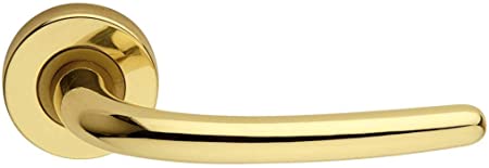 MANIGLIA CON ROSETTA E FORO PER LA CHIAVE VEGA 90MM - IN OTTONE LUCIDO