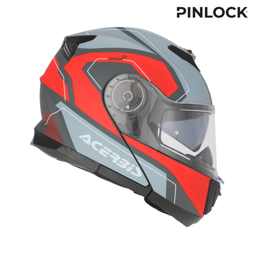 ACERBIS-Casco modulare Serel 2206 Grigio/Rosso L