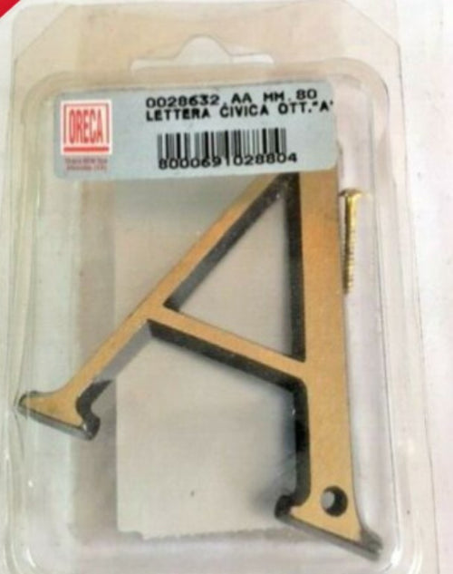 ORECA - LETTERE CIVICA A IN OTTONE SATINATO 80MM
