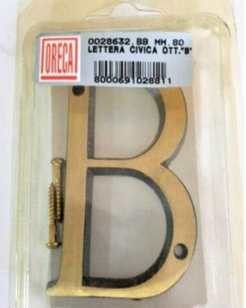 ORECA - LETTERA CIVICA B IN OTTONE SATINATO 80MM