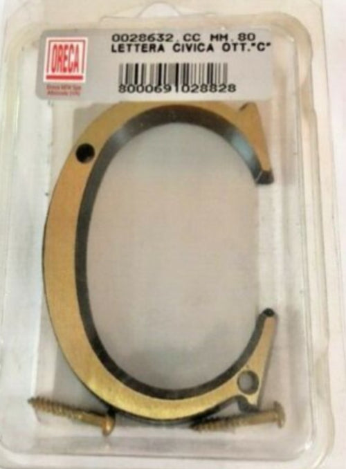 ORECA - LETTERA CIVICA C IN OTTONE SATINATO - 80MM