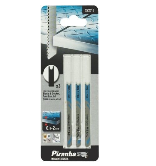 BLACK&DECKER - PIRANHA - 3 LAME PER SEGHETTO ALTERNATIVO - TAGLIO METALLO 70x0,7MM - ATTACCO AD U
