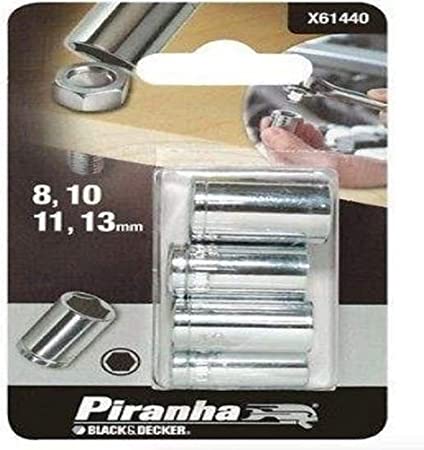 BLACK&KDECKER - 4 PEZZI - PIRANHA SET CHIAVI A BUSSOLA PER AVVITATORI - PER ADATTATORI 1/4 - 6,35MM