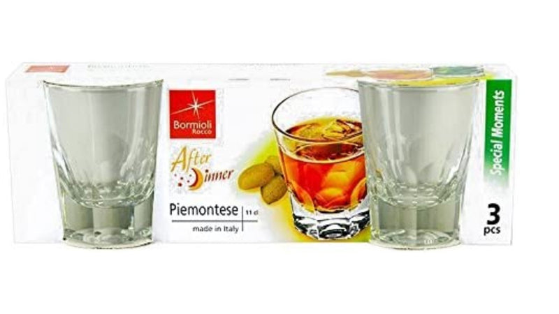 BORMIOLI - CONFEZIONE DA 3 - BICCHIERI IN VETRO PER AMARO LIINEA "PIEMONTESE" - 11cl - SENZA CONTRASSEGNO DI RIEMPIMENTO