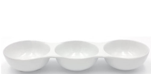 TOGNANA - ANTIPASTIERA LUNGA A 3 SCOMPARTI 23CM - LINEA BOWL - IN PORCELLANA BIANCA