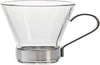 BORMIOLI - 6 PEZZI - TAZZINE DA CAFFE' YPSILON - 11cl - IN VETRO CON MANICO E BASE IN ACCIAIO INOSSIDABILE