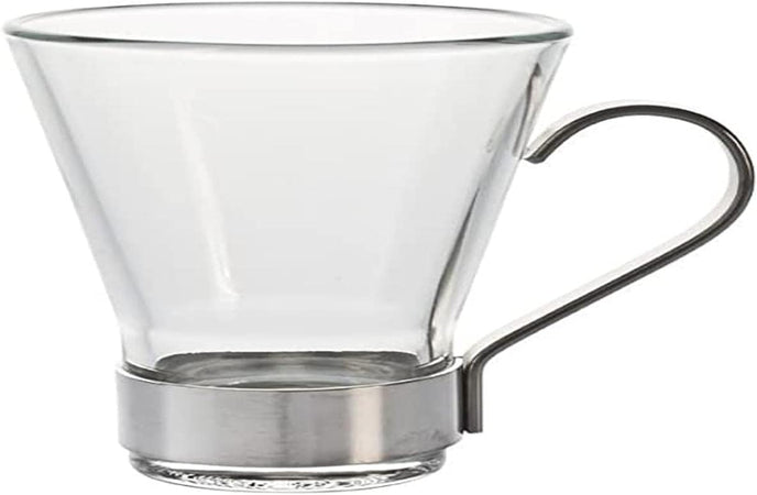 BORMIOLI - 6 PEZZI - TAZZINE DA CAFFE' "YPSILON" - 11cl - IN VETRO CON MANICO E BASE IN ACCIAIO INOSSIDABILE