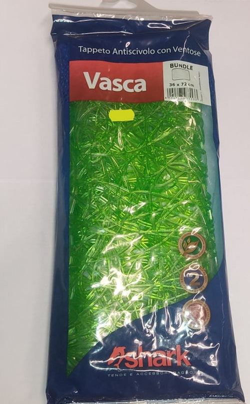 SHARK - TAPPETO ANTISCIVOLO BUNDLE PER VASCA DA BAGNO - CON VENTOSE - COLORE VERDE