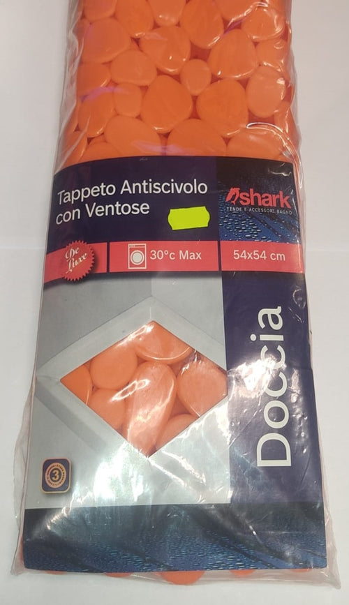 SHARK - TAPPETINO ANTISCIVOLO PER DOCCIA MR.PEEBLE 54x54CM - COLORE ARANCIONE