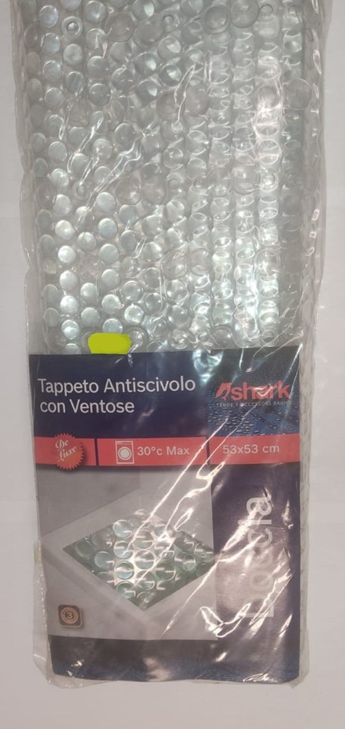 SHARK - TAPPETINO ANTISCIVOLO PER DOCCIA FROST 53x53CM - CON VENTOSE - COLORE TRASPARENTE