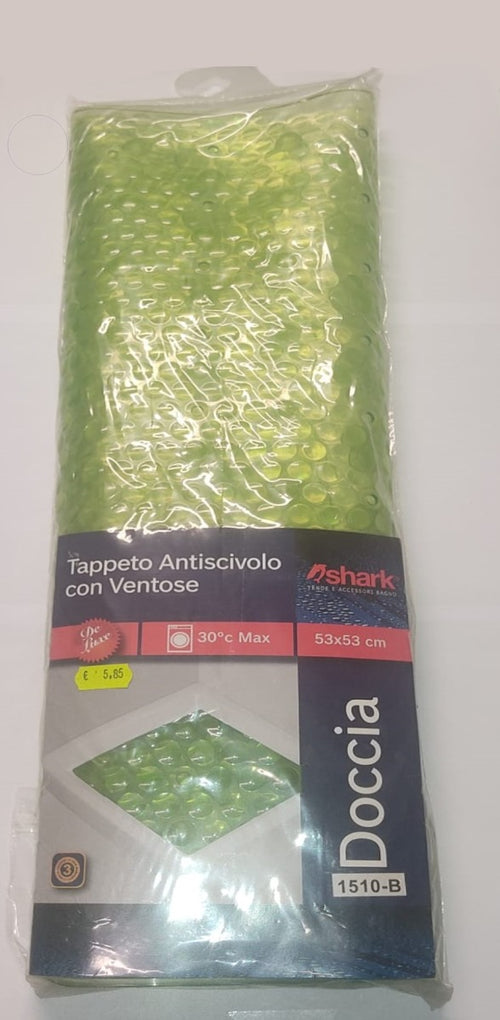 SHARK - TAPPETINO ANTISCIVOLO PER DOCCIA FROST 53x53CM - CON VENTOSE - COLORE VERDE LIME