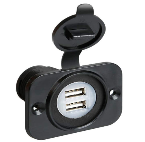 LAMPA - DOPPIA PRESA USB PER AUTO/MOTO EXT-8 - PER USO INTERNO ED ESTERNO - MONTAGGIO AD INCASSO - CON COPERCHIO DI PROTEZIONE