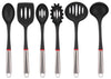 Set 6 Pezzi Mestolame Nylon con Manico in Acciaio Inox