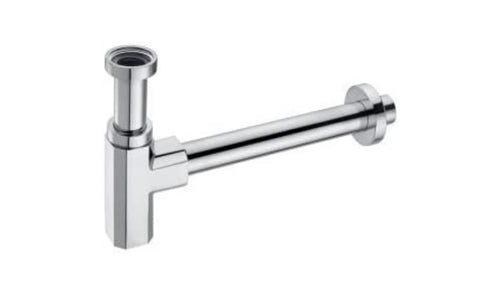 SIFONE PER RUBINETTERIA BAGNO - CON IMMERSIONE E TUBO DI SCARICO - ROSETTA INCLUSA 1-1/4 - IN OTTONE CROMATO