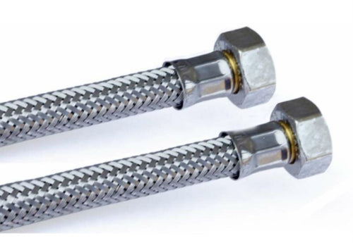 ATTACCHINO FLESSIBILE PER MONOCOMANDO 500MM - RACCORDO F1/2- F1/2 - IN ACCIAIO INOX