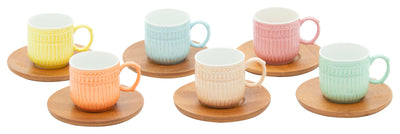 Set 6  Tazzine da Caffè con Piattino Decorazione Funny