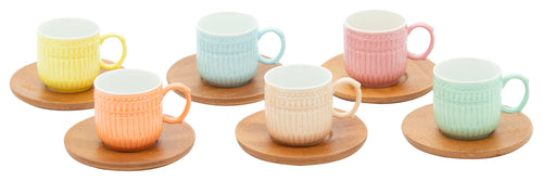 Set 6  Tazzine da Caffè con Piattino Decorazione Funny