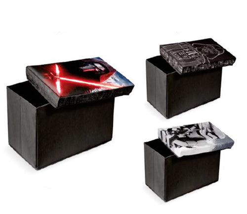 DOMOPAK - POUF CON COPERCHIO LIVING PER ORGANIZZAZIONE CAMERETTA 49x31x31CM - RAPPRESENTAZIONE CARTONE STAR WARS