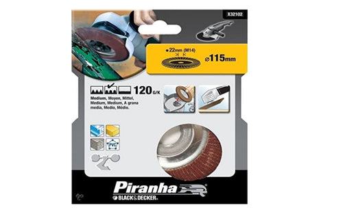 BLACK&DEKER - PIRANHA - DISCO ABRASIVO LAMELLARE / MOLA RADIALE PER SMERIGLIATRICE ANGOLARE Ø115x22MM - GRANA 120