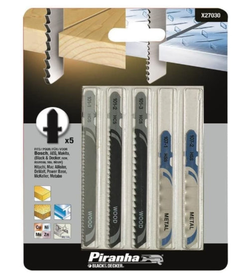 BLACK&DECKER - PIRANHA - 5 LAME MISTE PER TAGLIO METALLO E LEGNO 100/76MM - CON ATTACCO AD T