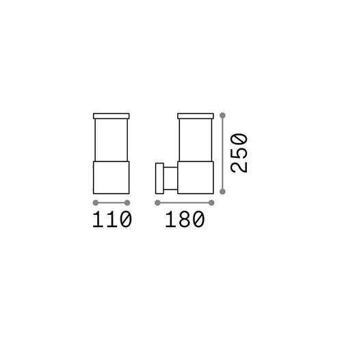 Applique Moderna Tronco Alluminio Nero 1 Luce E27