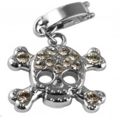 RAYHER - CIONDOLO CHARME IN METALLO CON STRASS - FORMA A TESCHIO CON CLIP - 20MM