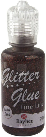 RAYHER - COLLA CON BRILLANTINI "FINE LINER - ACID FREE" 20ML - COLORE MOKA