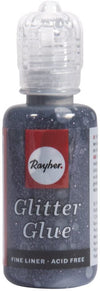 RAYHER - COLLA CON BRILLANTINI FINE LINER - ACID FREE 20ML - COLORE GRIGIO ACCIAIO