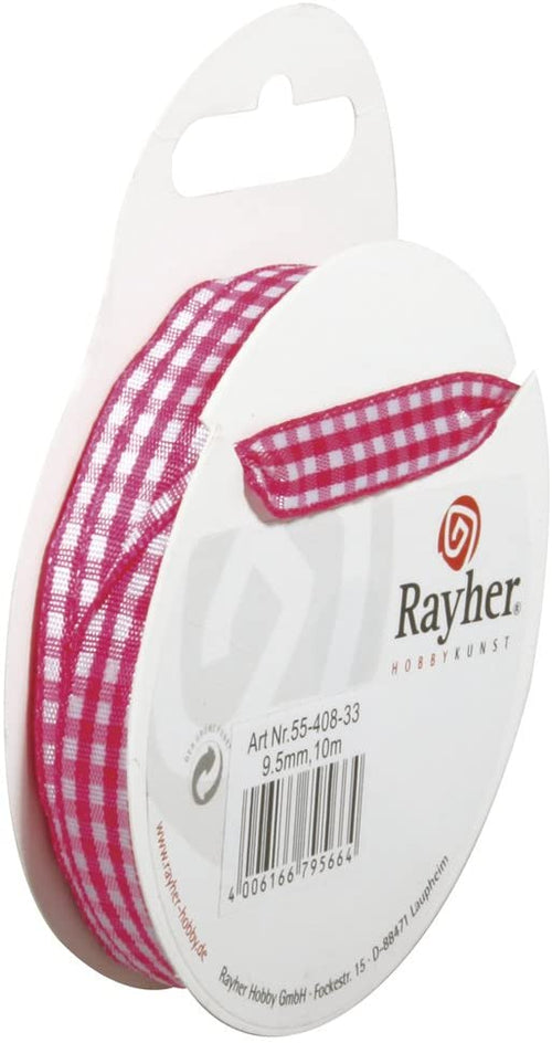 RAYHER - NASTRO DI RASO ORGANZA - COLORE FUKSIA E BAINCO 9,5MMx10MT